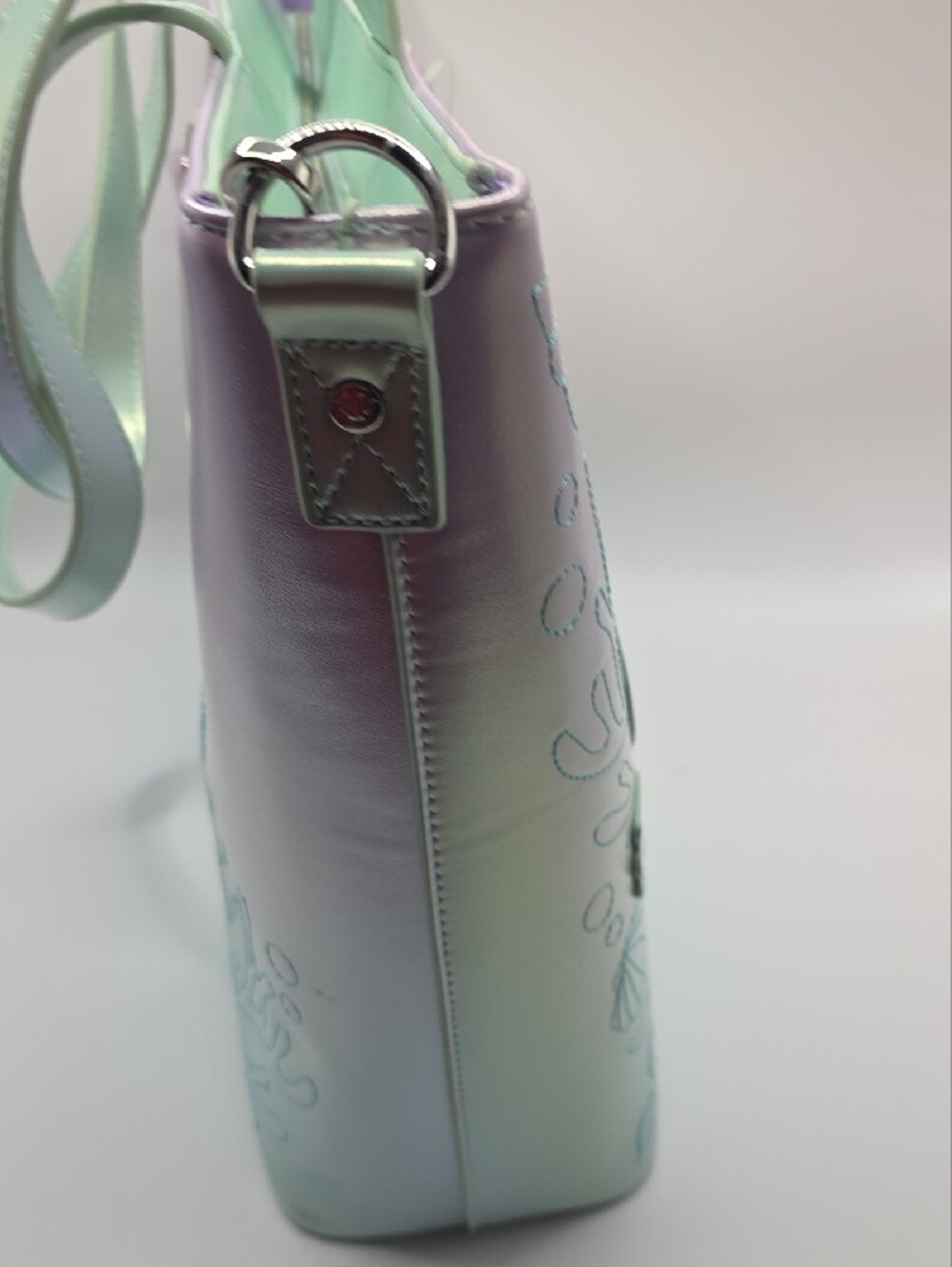 Loungefly Ariel Iridescent Tote Bag - Pink, Mint & Purple - Picture 4 of 7